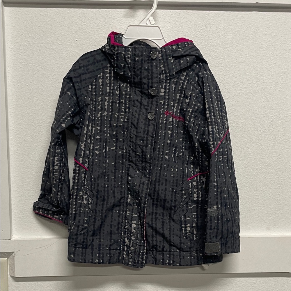 Columbia Kids Raincoat in Black with Pink Highlights